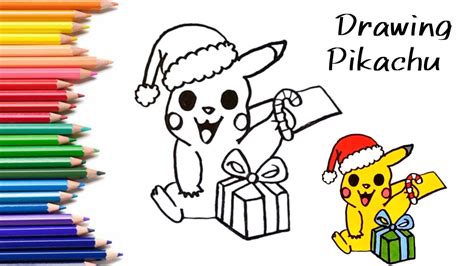 How To Draw Christmas Pikachu || Easy Drawing Pikachu Christmas Holiday ...