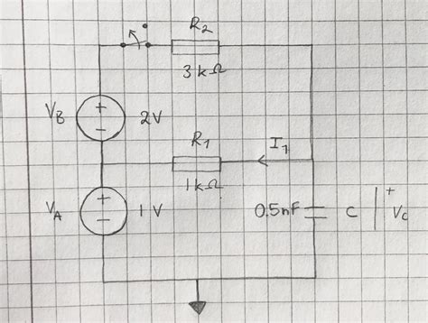 step response - RC circuit with two voltage sources and finding I(t ...