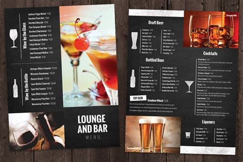 Bar and Lounge Drink Menu | Drink menu, Bar menu, Cocktail menu