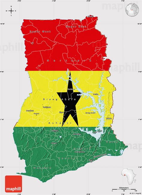 Flag Map of Ghana