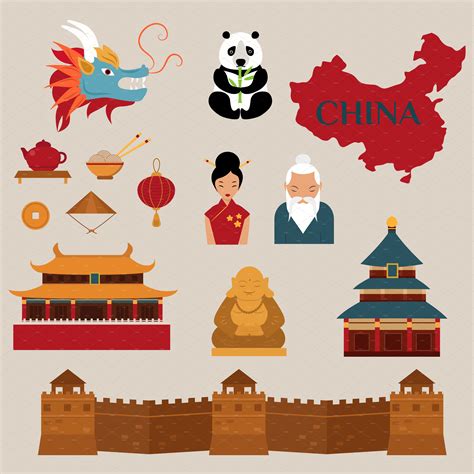 China vector icons | Decorative Illustrations ~ Creative Market