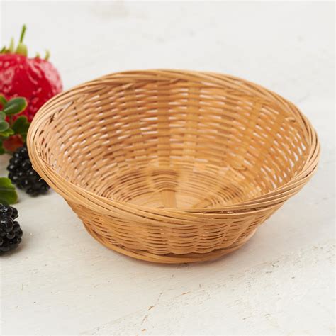 Small Round Woven Natural Bamboo Basket - True Vintage - Baskets ...