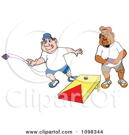 Clipart Caucasian And Black Man Playing Cornhole Bean Bag Toss ...