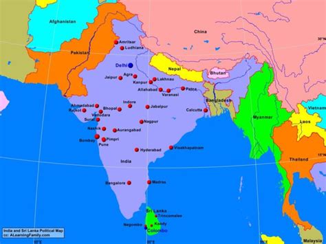 India and Sri Lanka Political Map - A Learning Family