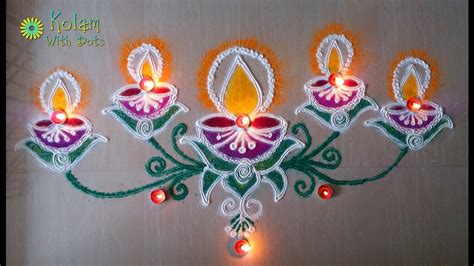 Beautiful diya rangoli design with colours - Diwali special decoration ideas! - YouTube