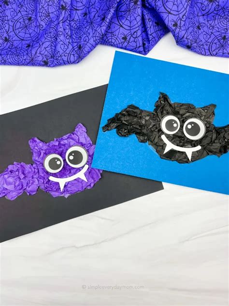 Bat Tissue Paper Craft For Kids [Free Template]