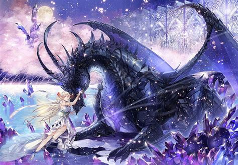 Dragon, fantasy, purple, girl, anime, kyouka hatori, manga, pink, HD ...