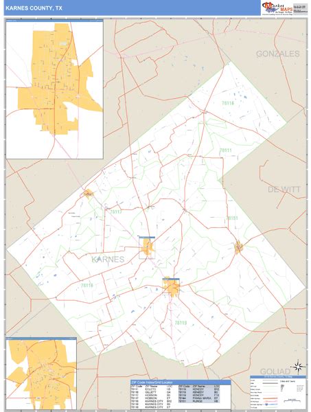 Karnes County, Texas Zip Code Wall Map | Maps.com.com