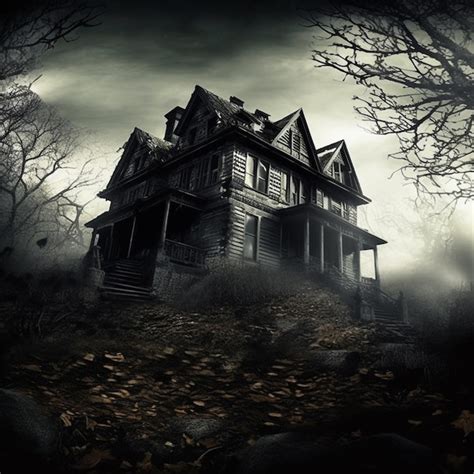 Premium AI Image | A creepy house in the woods with the words spooky ...