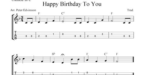 Happy Birthday To You, free ukulele tab sheet music