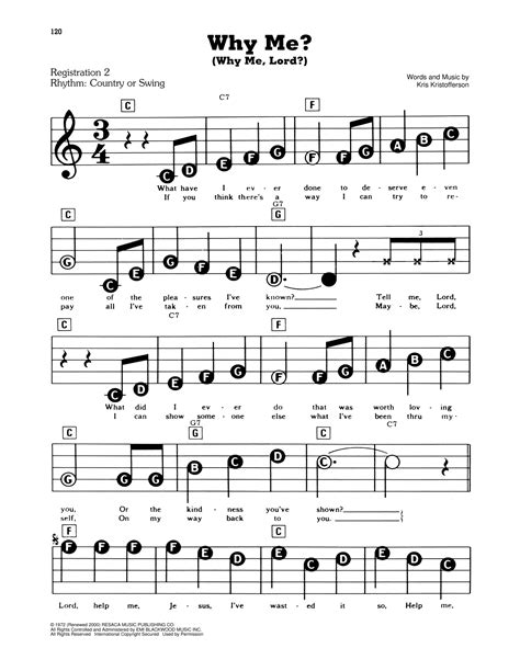 Why Me? (Why Me, Lord?) by Kris Kristofferson Sheet Music for E-Z Play ...