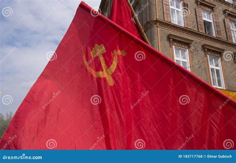 Red Hammer and Sickle Flag, Communism Symbol Stock Photo - Image of global, karl: 183717768