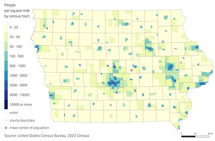 Iowa Population Density Map