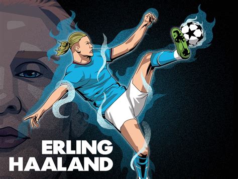 Erling haaland in vector or cartoon portrait by ojik atscik on Dribbble