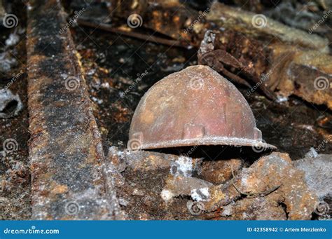 Old miner helmet stock photo. Image of broken, flashlight - 42358942