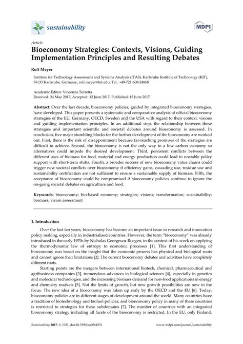 (PDF) Bioeconomy Strategies: Contexts, Visions, Guiding Implementation ...