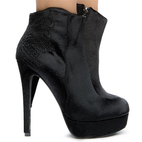 ELEGANT Catherine-1 High Heel Ankle Boot CATHERINE-1 BLACKVELVET - Shiekh