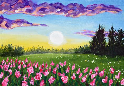 Spring Landscape Original Acrylic Painting 10 | Etsy Canada