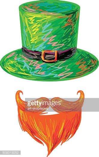 Leprechaun With A Symbolic Green Hat And Bushy Red Beard Stock Clipart ...