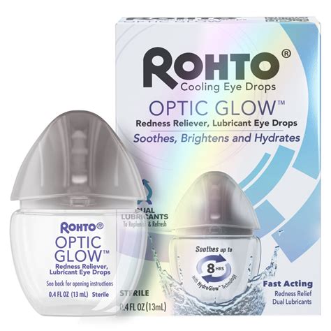 Rohto Optic Glow COOLING EYE DROPS Fast Acting Redness Relief | Dual ...