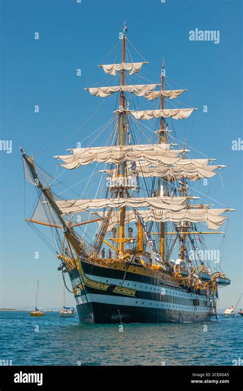 The training ship of the Italian Navy "AMERIGO VESPUCCI" in the harbour ...