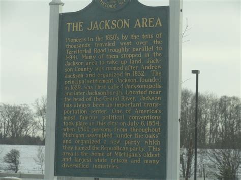 Jackson Area historical marker along I-94 at Jackson, Michigan | Jackson michigan, Historical ...