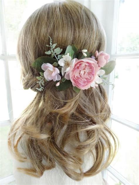 Bridal Hair Comb, Pink Flower Hair Clip, Wedding Headpiece, Bridal ...