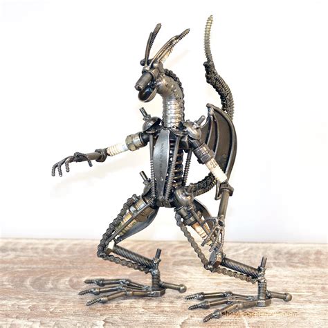 Dragon Scrap Metal Sculpture Model Recycled Handmade Art