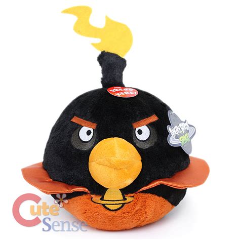 Angry Birds Space Fire Bomb Black Bird Plush Doll 8" Large with SOUND Licensed | eBay