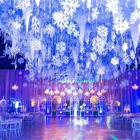 Snowflakes & Icicles Ceiling Decor | Diy winter wedding, Winter ...