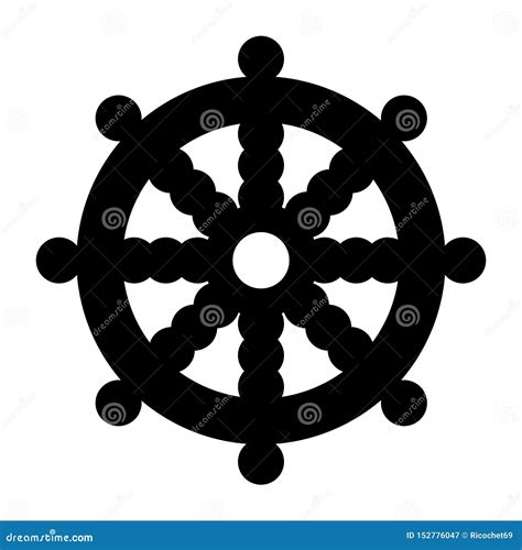 Wheel of Dharma, Dharmachakra Symbol Stock Illustration - Illustration ...