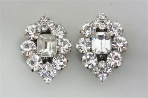 Vintage Rhinestone Cluster Earrings Clip On by MadcapStyle on Etsy