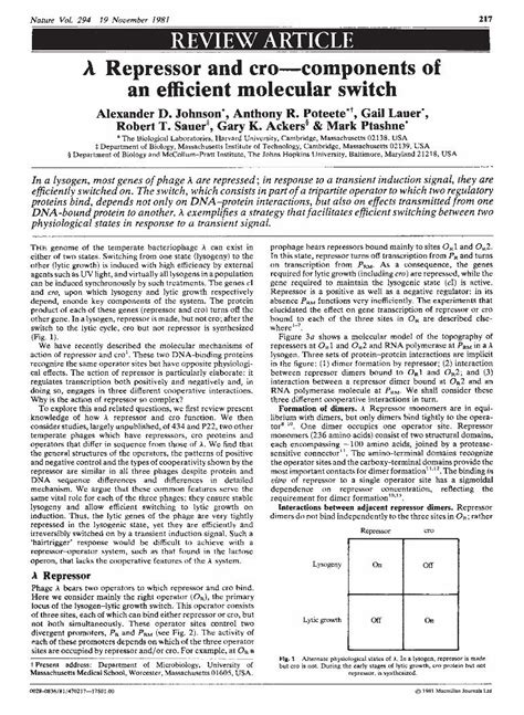 (PDF) λ Repressor and cro—components of an efficient molecular switch - DOKUMEN.TIPS