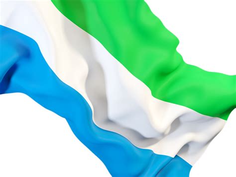 Waving flag closeup. Illustration of flag of Sierra Leone