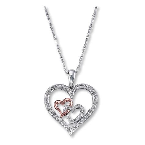 Previously Owned Diamond Necklace 1/4 ct tw Sterling Silver & 10K Rose ...