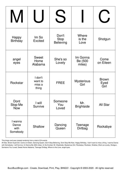 MUSIC Bingo Cards to Download, Print and Customize!