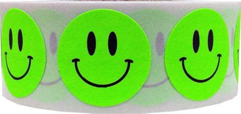 500 Fluorescent Neon Green Smiley Happy Face Stickers 0.75 | Etsy | Face stickers, Green ...