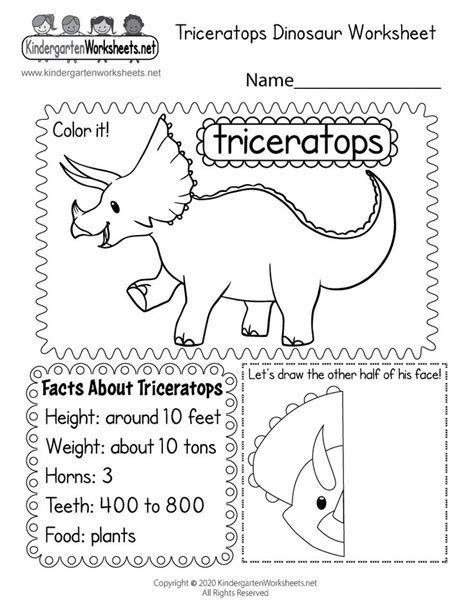 Triceratops Dinosaur Worksheet | Dinosaur worksheets, Dinosaur ...