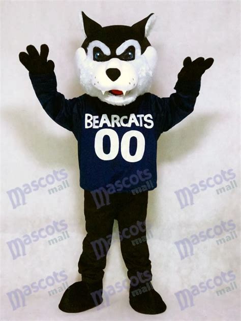 Cute Navy Blue Bearcat Mascot Costume