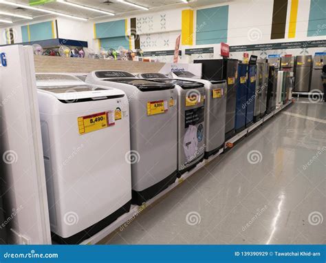 CHIANG RAI, THAILAND - FEBRUARY 12 : Set of Washing Machines Sold in Supermarket on February 12 ...