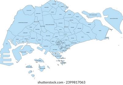 Asia Singapore Map 55 Planning Areas Stock Vector (Royalty Free) 2399817063 | Shutterstock