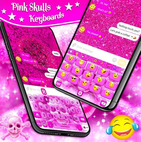 Pink Skull Keyboard 💀 Glitter Skulls Punk Themes for Android - APK Download