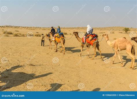 Camel Safari in Thar Desert. Jaisalmer. India Editorial Image - Image ...