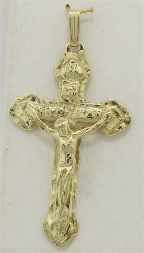 Solid Large Crucifix Cross in 14k Yellow Gold Pendant 7.84 grams - Exquisite Designs Inc.