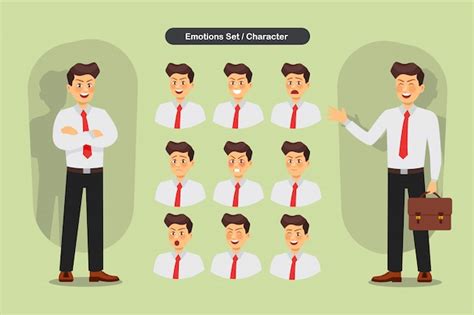 Premium Vector | Set of business man facial different expressions. Man ...