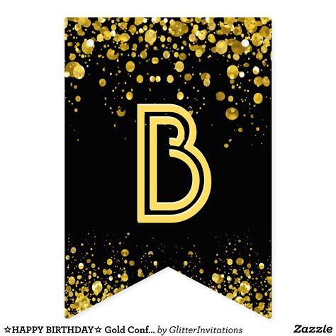 ☆HAPPY BIRTHDAY☆ Gold Confetti Bunting Flags | Zazzle.com | Happy birthday banner printable ...