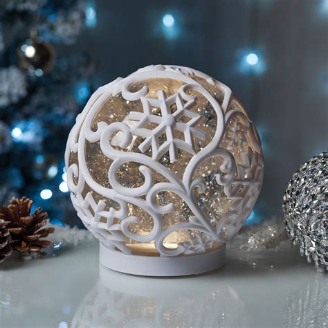 Snowflake LED Water Globe Decoration | Decorating with christmas lights ...