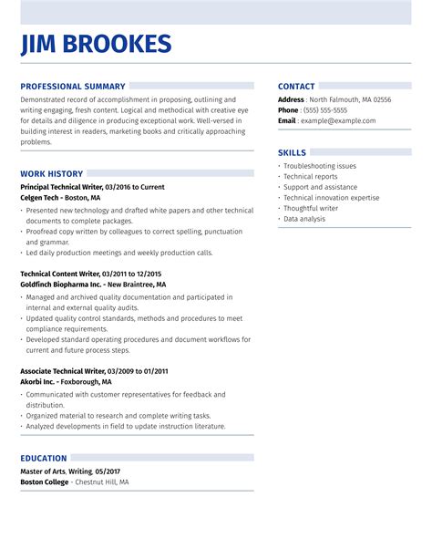 Technical Writer Resume Example + Tips | MyPerfectResume