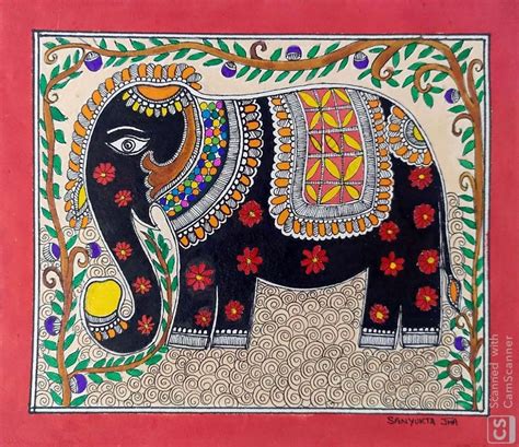 Elephant Madhubani Painting #symbolofstrengthandwisdom #divinetribut #fullydecorated # ...