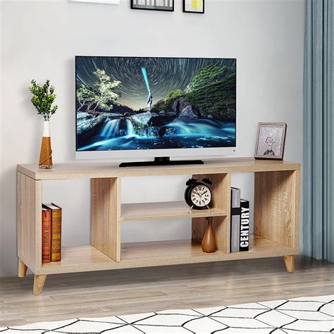 Modern TV Stand For TVs 40'' to 45'' w/4 Open Shelves Storage, TV ...